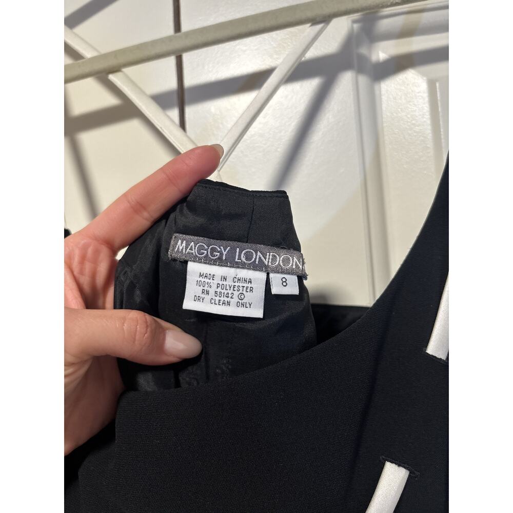 Maggy London Black White Accent Midi Dress Size 8 - Picture 6 of 9